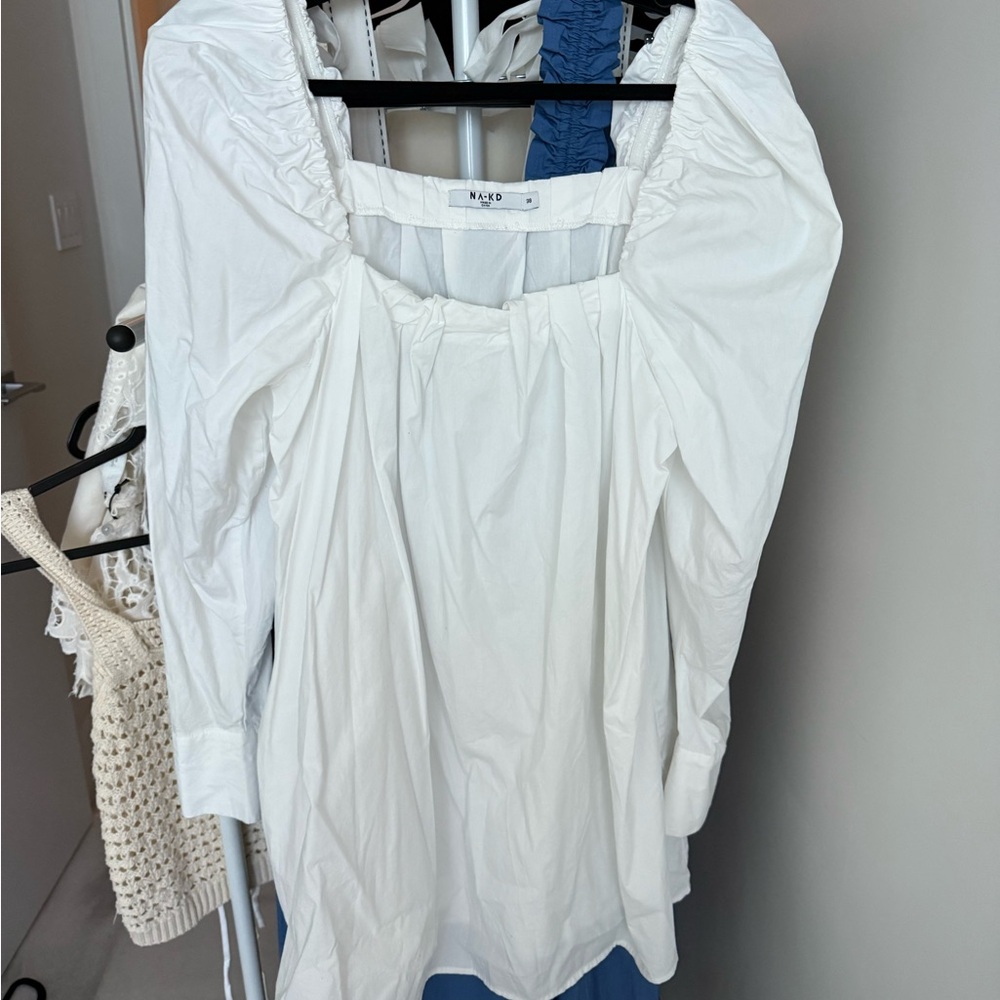 Na-kd puff sleeve white dress